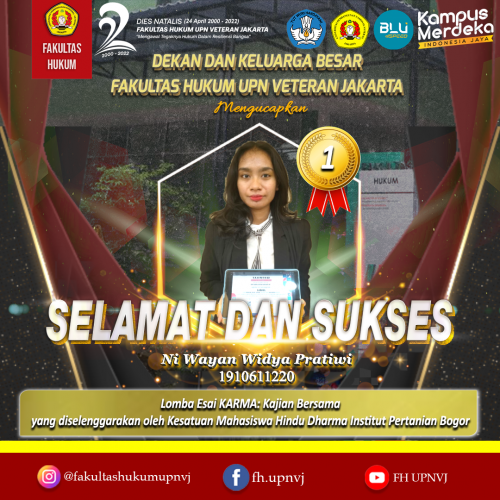 Mahasiswi Fakultas Hukum Upn Veteran Jakarta Meraih Juara Pada Lomba