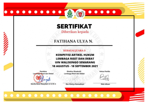 Mahasiswa Fakultas Hukum UPN Veteran Jakarta Meraih juara 2 dan 3 dalam Lomba KOMPETISI ARTIKEL HUKUM (7)
