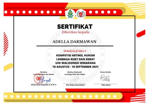 Mahasiswa Fakultas Hukum UPN Veteran Jakarta Meraih juara 2 dan 3 dalam Lomba KOMPETISI ARTIKEL HUKUM (6)