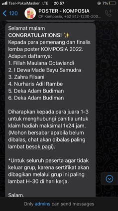 Mahasiswi Fakultas Hukum UPN Veteran Jakarta meraih Juara 1 Lomba Poster5 2022