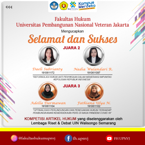 Mahasiswa Fakultas Hukum UPN Veteran Jakarta Meraih Juara 2 Dan 3 Dalam ...