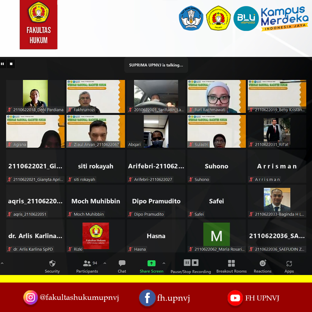 Webinar Nasional: Magister Hukum “Pembangunan, Investasi Serta ...