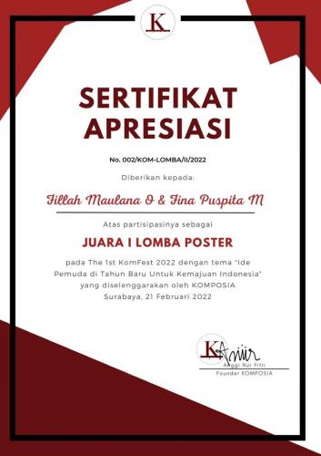 Mahasiswi Fakultas Hukum UPN Veteran Jakarta meraih Juara 1 Lomba Poster6 2022